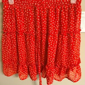 NWT Sienna Sky Vibrant Red Floral Skirt Size L